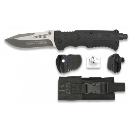 Couteau pliant K25 noir. Titane. Lame 9 19588