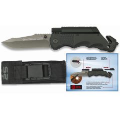 Couteau pliant K25 noir. Silex et torche  - 19541