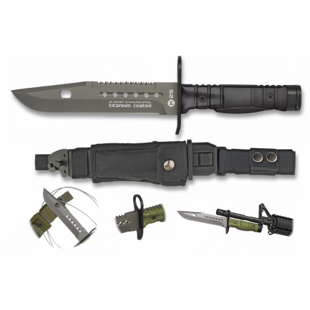 Couteau baïonnette noir K25. Lame 17.8  -    32067