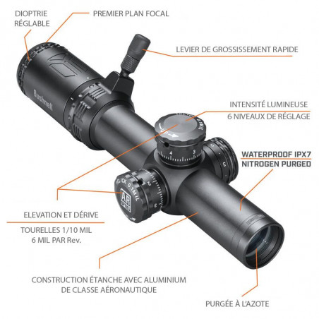 LUNETTE DE TIR BUSHNELL AR OPTICS 1-4X24-   FLAR71424I