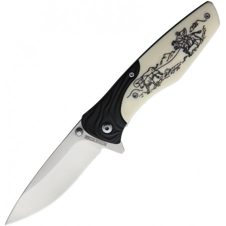 Cowboy Scrimshaw Linerlock A/O - Rough Ryder - RR2100