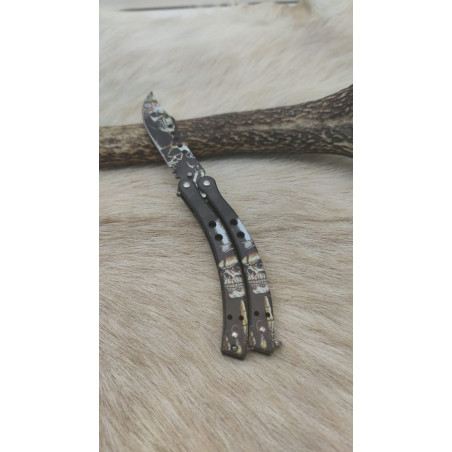Couteau papillon tête de mort ref p11