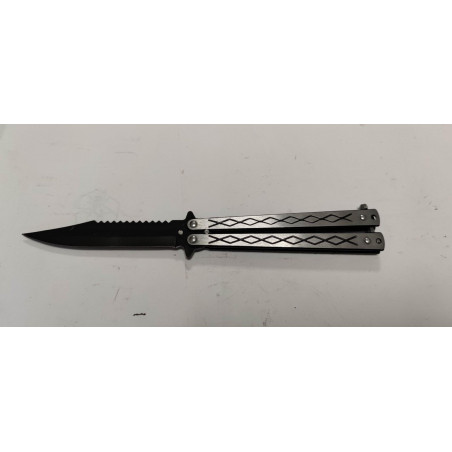 Couteau papillon gris lame grise ref p19