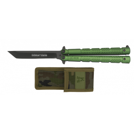 Couteau papillon K25 vert. Revêtu titane - 36249