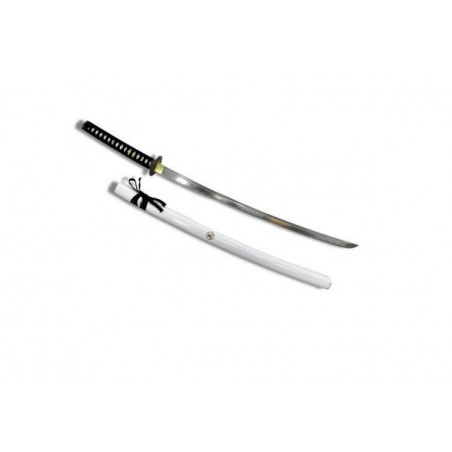 **KATANA FORGE BLANC TRESSAGE NOIR 76CM Lame tranchante : aiguisée REF k166