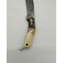 Couteau de chasse lame damas manche en os ref OS10