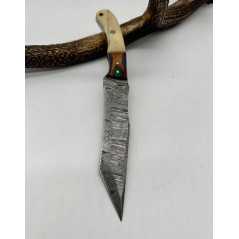 Couteau de chasse lame damas manche en os ref OS9