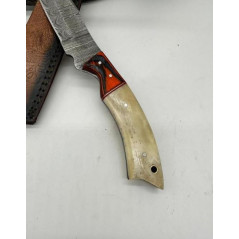 Couteau de chasse lame damas manche en os ref OS2