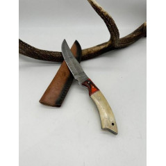 Couteau de chasse lame damas manche en os ref OS2