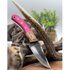 Couteau de chasse lame en brute de forge Manche en bois de rose ,full tang ref BR4