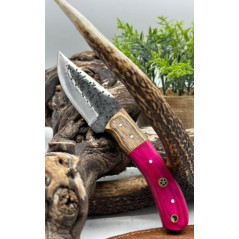 Couteau de chasse lame en brute de forge Manche en bois de rose ,full tang ref BR4