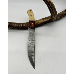 Couteau de chasse lame damas manche en os ref OS7