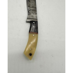 Couteau de chasse lame damas manche en os ref OS8