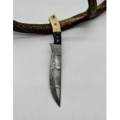 Couteau de chasse lame damas manche en os ref OS8