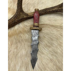 Magnifique Dague lame de feu "Flamberge disign" beau travail Artisanal Etui DAMAS 256 couches M.R