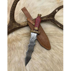 Magnifique Dague lame de feu "Flamberge disign" beau travail Artisanal Etui DAMAS 256 couches M.R