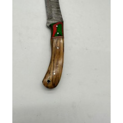 Couteau de chasse lame damas Manche en bois d'Olivier ref OL1