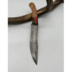 Couteau de chasse lame damas Manche en bois d'Olivier ref OL1