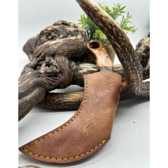 Couteau Karambit Lame Acier DAMAS 256 couches manche en bois Olivier Fabrication Artisanal Réf KBO1