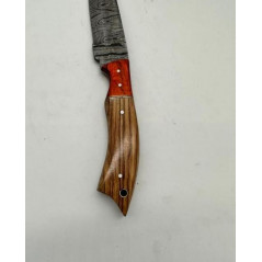 Couteau de chasse lame damas Manche en bois d'Olivier ref OL2