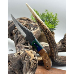 Couteau de chasse lame en brute de forge Manche en bois Olivier ,full tang ref BR7