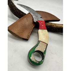 Couteau Karambit Lame Acier DAMAS 256 couches manche en os Fabrication Artisanal Réf KO1