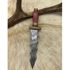 *Magnifique Dague lame de feu "Flamberge disign" beau travail Artisanal Etui DAMAS 256 couches M.BO