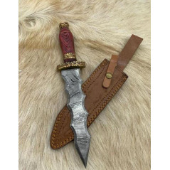 *Magnifique Dague lame de feu "Flamberge disign" beau travail Artisanal Etui DAMAS 256 couches M.BO