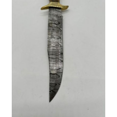 magnifique Bowie de chasse : manche en bois de cerf avec lame damas 512 couches, garde en laiton BW4