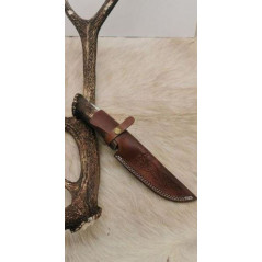 *Magnifique couteau Forgé Main lame acier damas silex GV10 256 Couches, Manche en BOIS DE CERF Arti