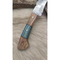 ***Couteau type médiéval lame fixe acier damas 256couches, manche en bois, full tang ref MED14