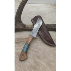 ***Couteau type médiéval lame fixe acier damas 256couches, manche en bois, full tang ref MED14