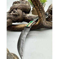 Couteau Karambit Lame Acier DAMAS 256 couches manche en corne Fabrication Artisanal Réf KC2