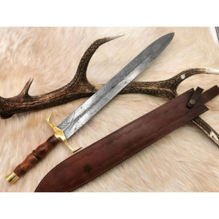 Magnifique Épée viking en acier damas forgé à la main, meilleure qualité, épée prête au combat