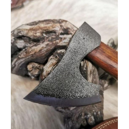 *Magnifique hachette en acier brute de forge 1095C RITE EDGE USA VIKING AXE ETUI CUIR DMH35 x