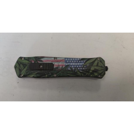 Couteau automatique sortie lame droite manche ABS avec brise glace REF A10