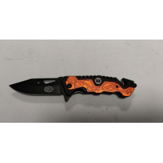 *Couteau survie orange lame noire ref E12