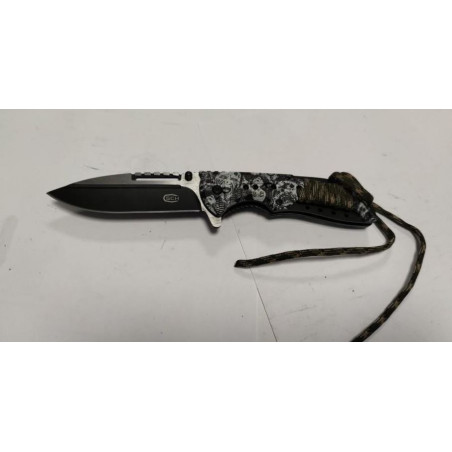 Couteau survie tête de mort lame noire ref E14