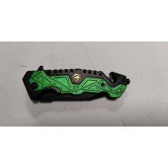 Couteau survie vert lame noire ref E15