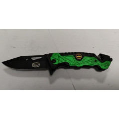 Couteau survie vert lame noire ref E15