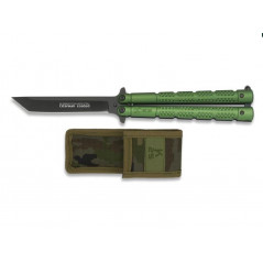*Couteau papillon K25 vert. Revêtu titane - 36249