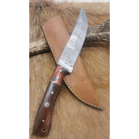 **** Couteaux de chasse lame damas 256 couches manche en noyer ref 622