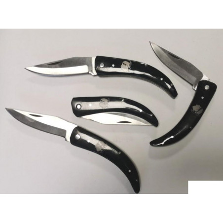 NOUVEL ARRIVAGE : lot de 4 couteaux de berger CORSE, manche en RESINE AVEC TETE CORSE INCRUSTE