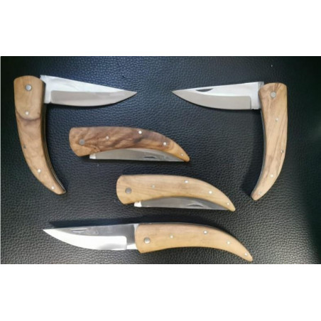 Lot de 5 couteaux de poche manche bois olivier Ref 1240 taille 21cm avec gravure prénom offert