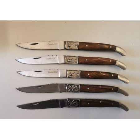lot de 5 Couteaux POCHE COUTELDOC manche en noyer ref 7 - 22cm gravure prénom offert m