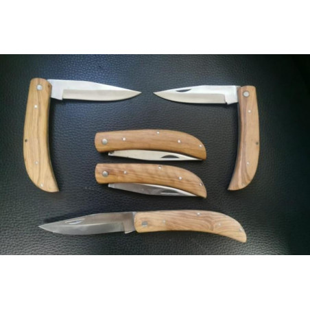 Lot de 5 couteaux de poche manche bois olivier ref k1234 taille 20.5cm avec gravure prénom offert
