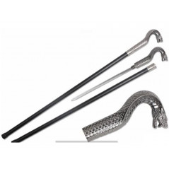 ***CANNE épée Cobra manche en métal noir laqué m