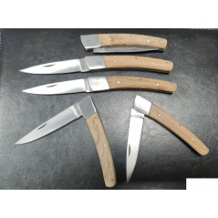 Lot de 5 couteaux de poche manche bois olivier total 20cm avec gravure prénom offert