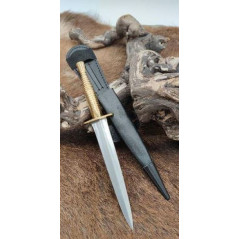 ***DAGUE ANGLAISE TYPE SHEFFIELD MANCHE en laiton ET LAME ACIER 440 MILITARIA lame aigusiée s