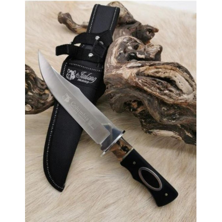 *** Poignard de chasse Columbia manche Bois lame super tranchante 17.5cm totale 30.5 cm